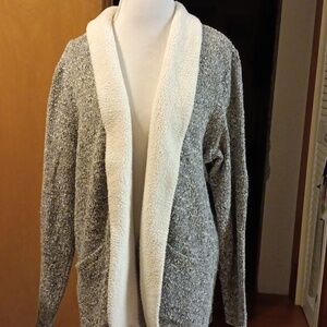 Xl CJ Banks cardigan open front with sherpa looking collar and front opening.